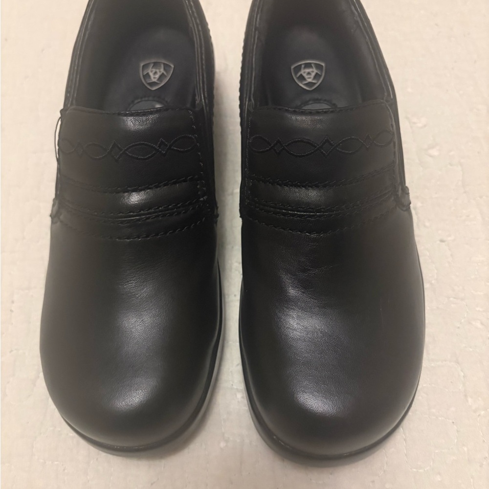 ARIAT Women's Safety Clogs Black Leather Slip Resistant Comp